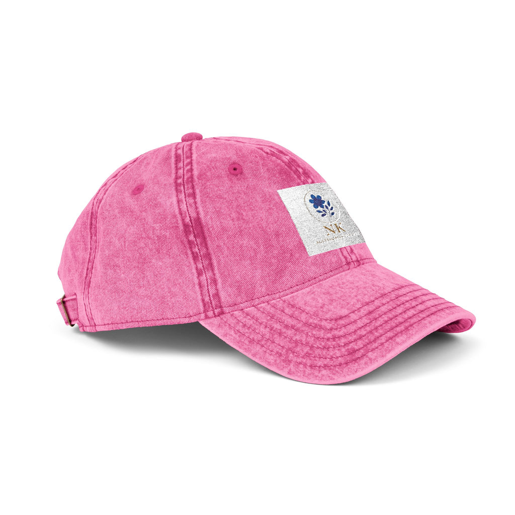 Vintage Embroidered Cap — Distressed Floral Patch Dad Hat