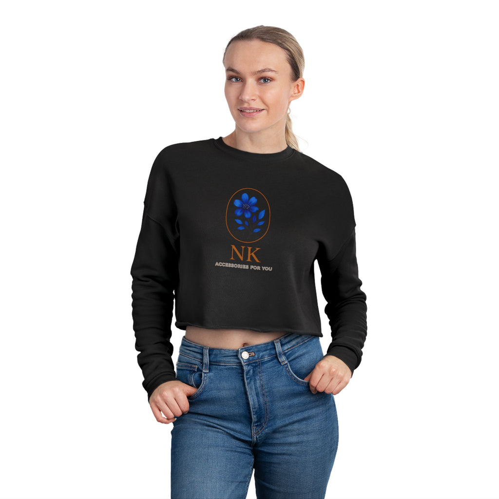 Cropped Sweatshirt — Minimal Floral 'NK' Logo Cropped Sweatshirt