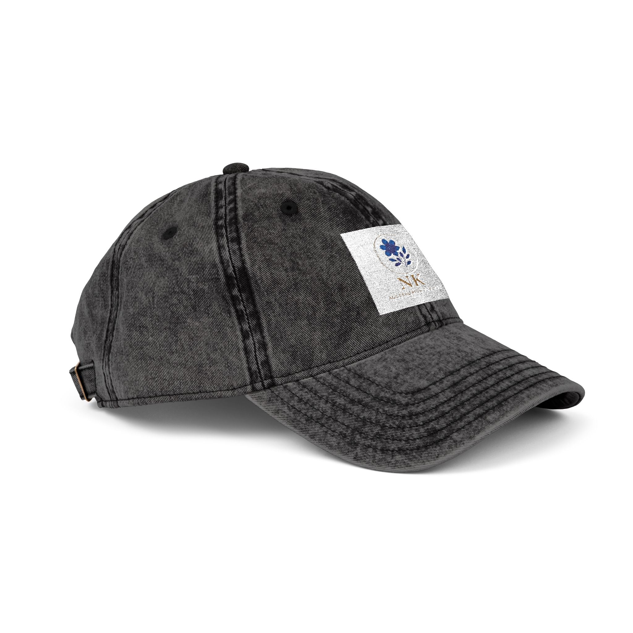Vintage Embroidered Cap — Distressed Floral Patch Dad Hat