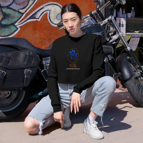 Cropped Sweatshirt — Minimal Floral 'NK' Logo Cropped Sweatshirt