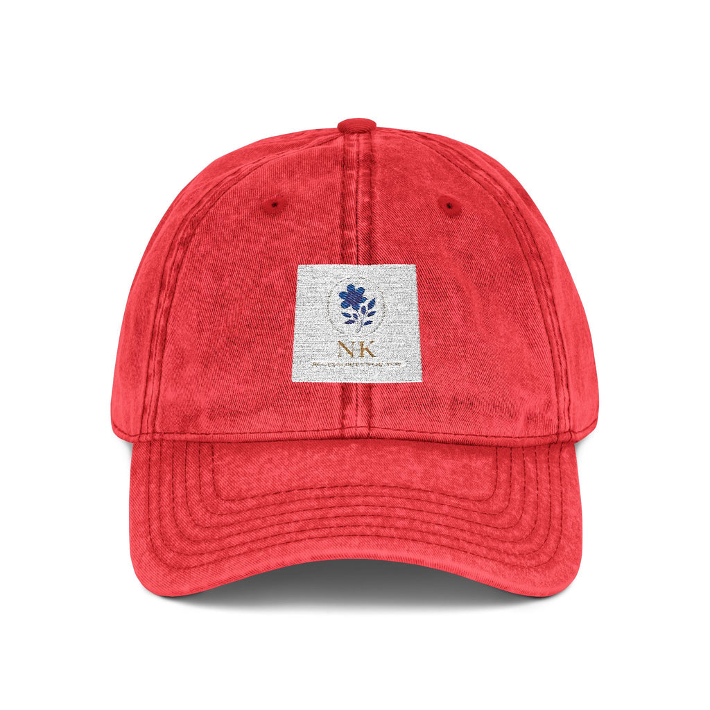 Vintage Embroidered Cap — Distressed Floral Patch Dad Hat