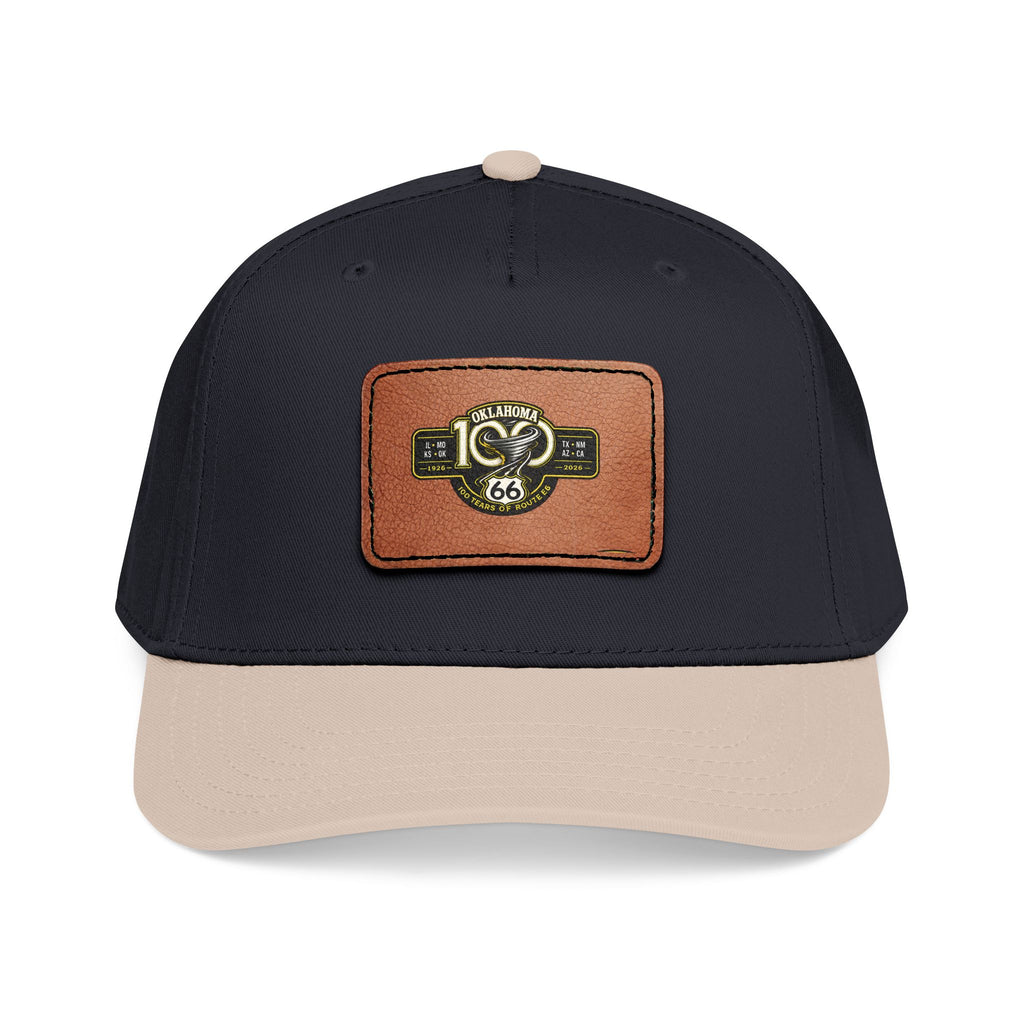 Leather Patch Baseball Cap — Blue Floral Monogram