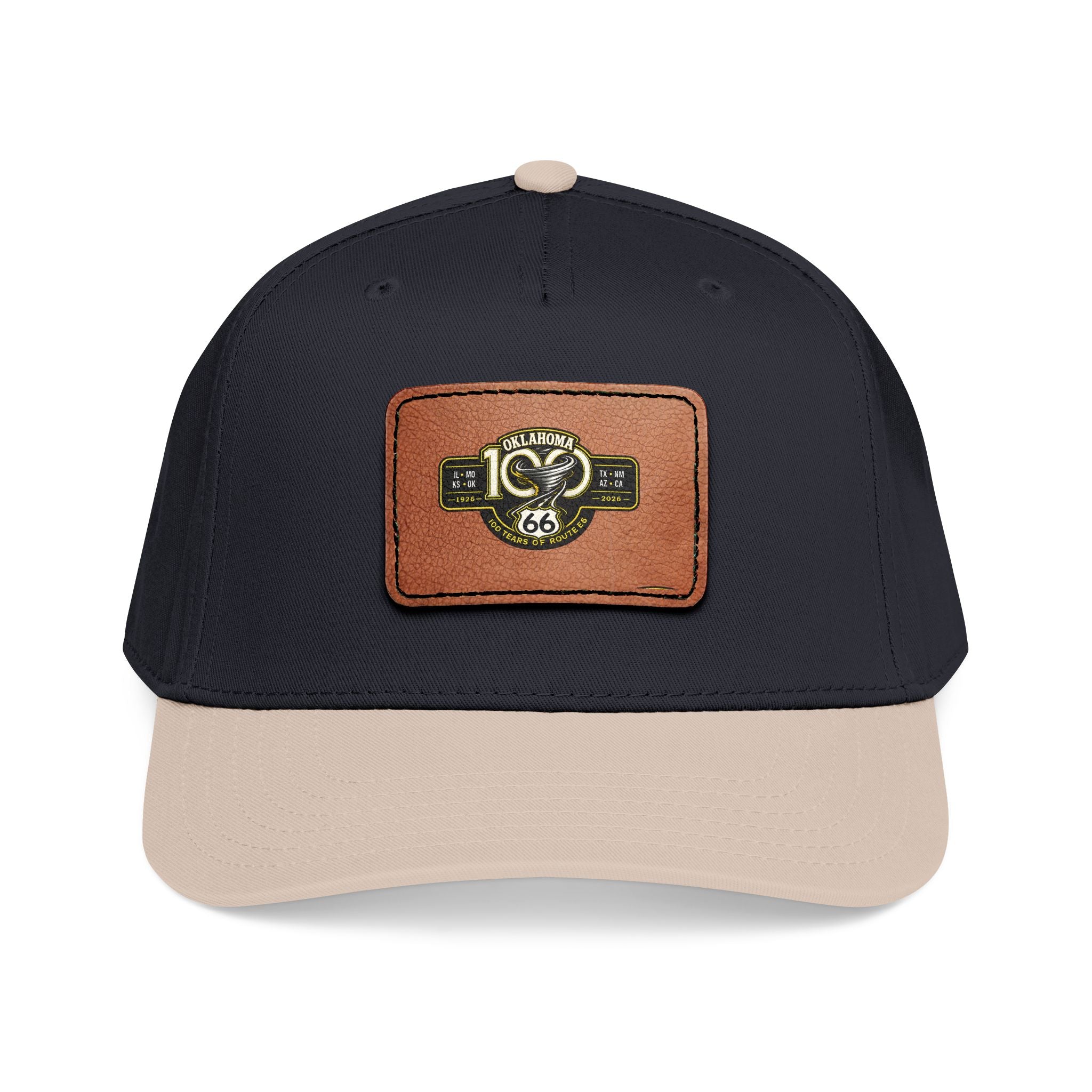 Leather Patch Baseball Cap — Blue Floral Monogram