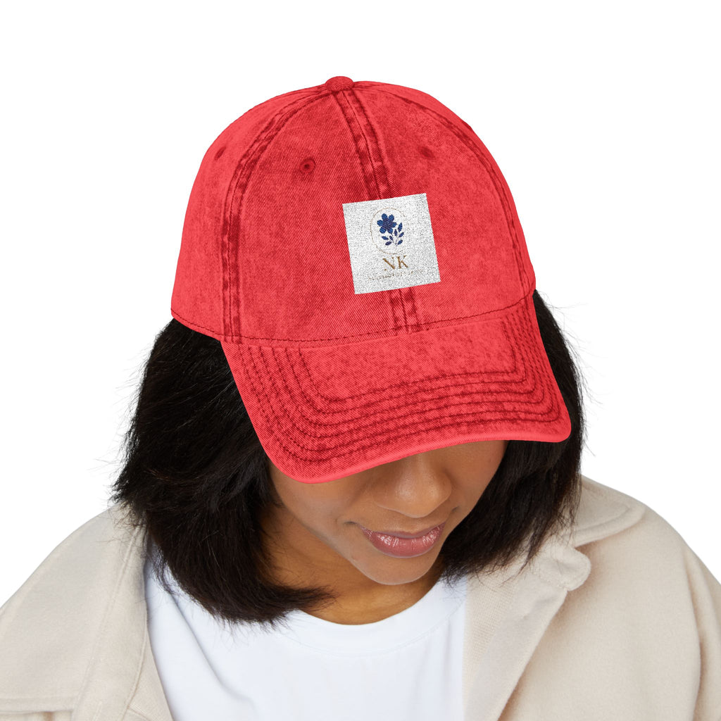 Vintage Embroidered Cap — Distressed Floral Patch Dad Hat