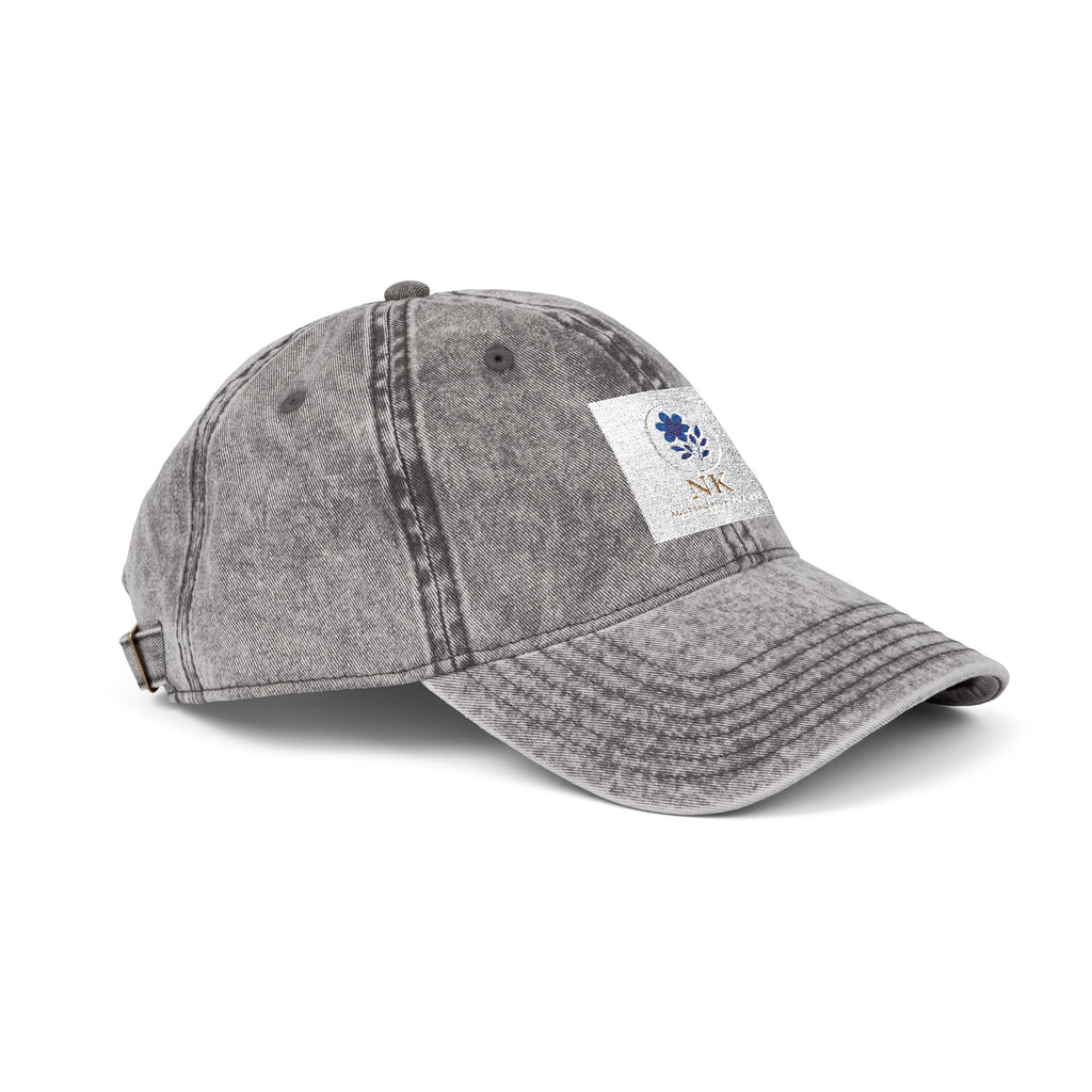 Vintage Embroidered Cap — Distressed Floral Patch Dad Hat