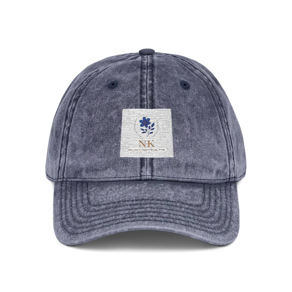 Vintage Embroidered Cap — Distressed Floral Patch Dad Hat