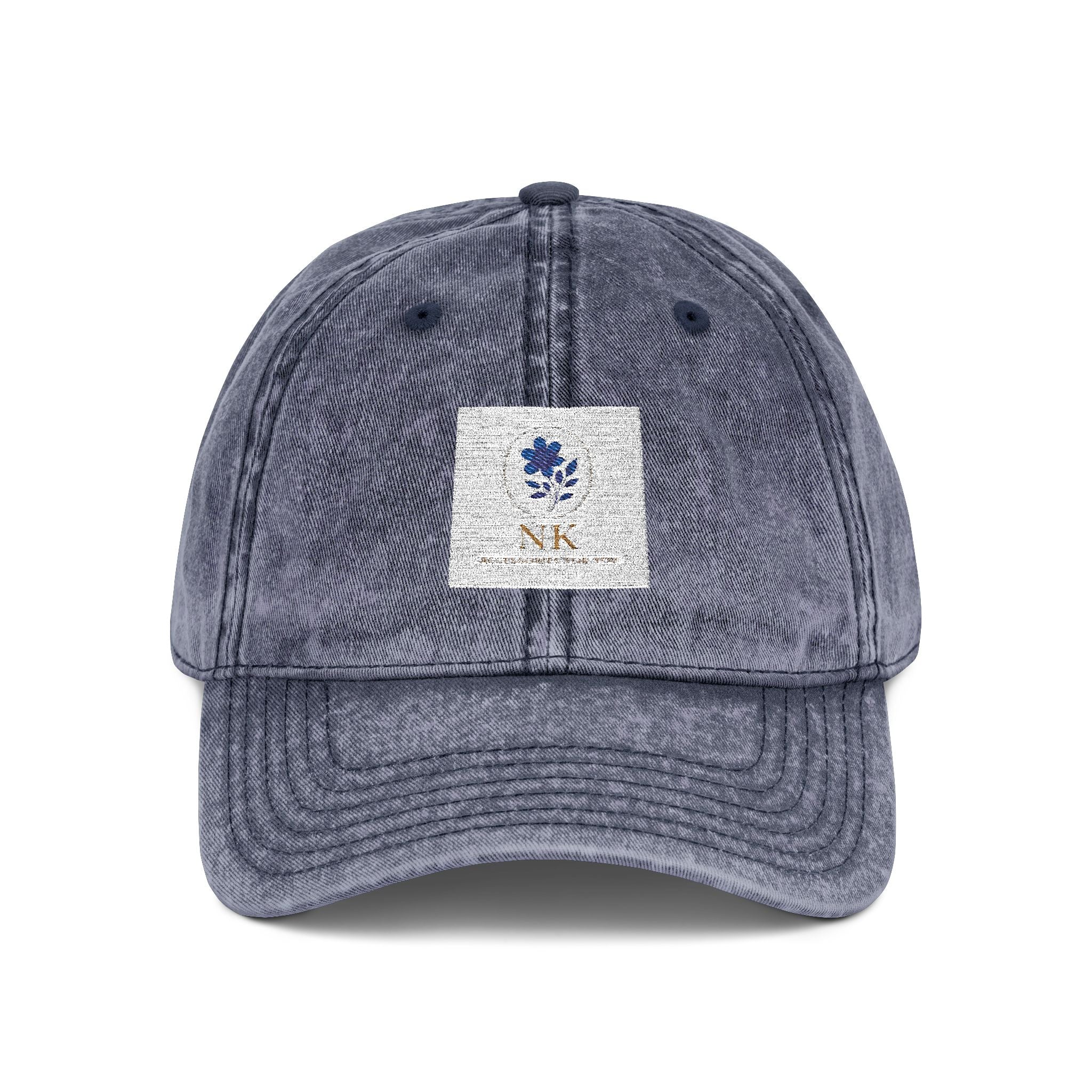 Vintage Embroidered Cap — Distressed Floral Patch Dad Hat