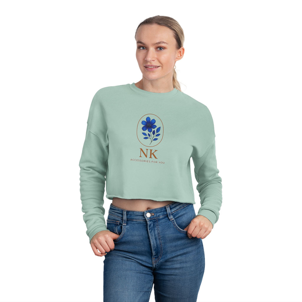Cropped Sweatshirt — Minimal Floral 'NK' Logo Cropped Sweatshirt