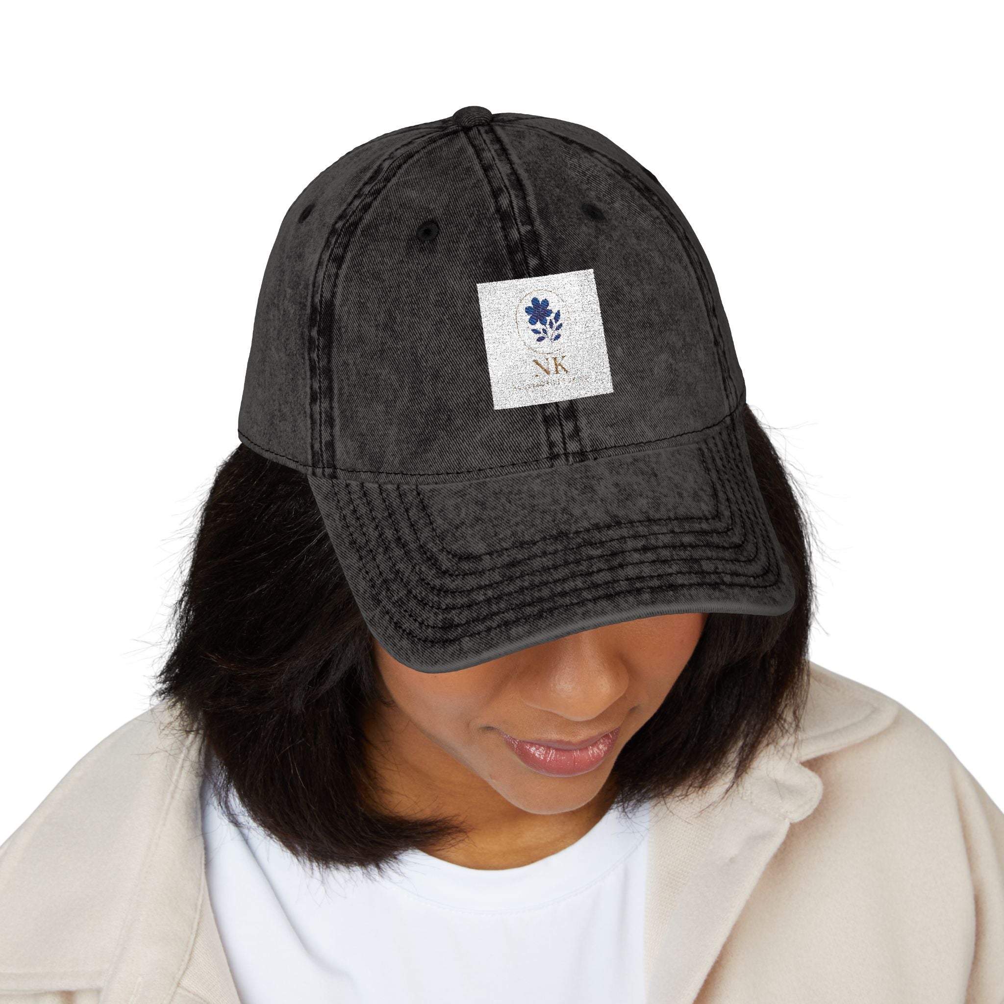 Vintage Embroidered Cap — Distressed Floral Patch Dad Hat