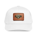 Leather Patch Baseball Cap — Blue Floral Monogram