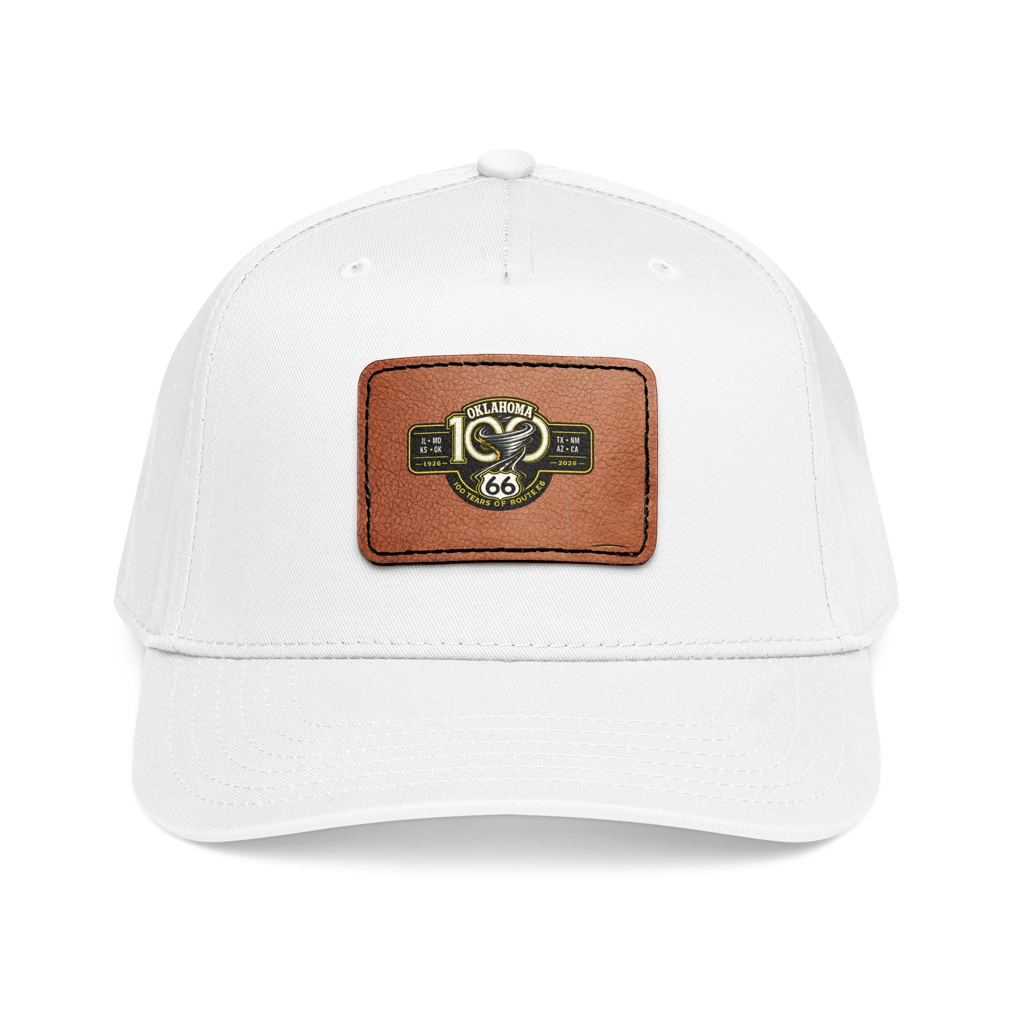 Leather Patch Baseball Cap — Blue Floral Monogram