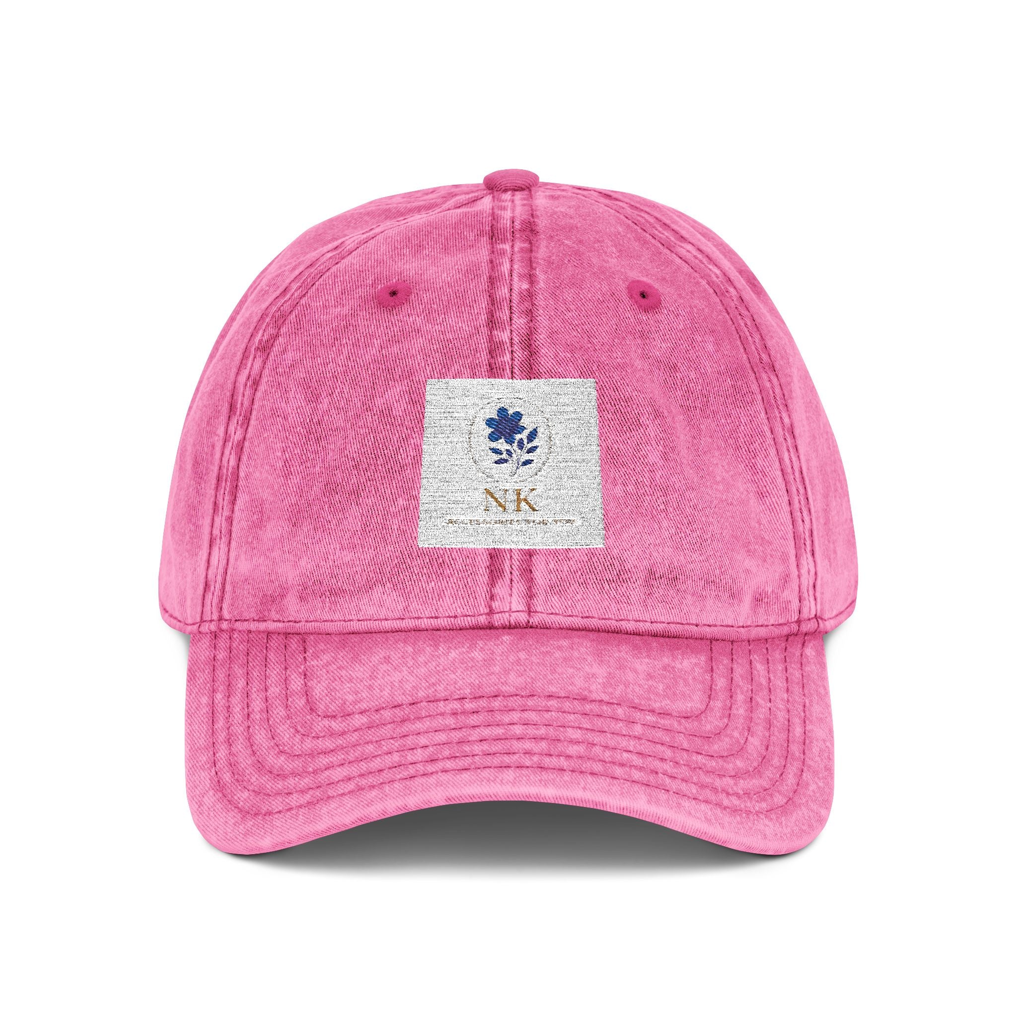 Vintage Embroidered Cap — Distressed Floral Patch Dad Hat
