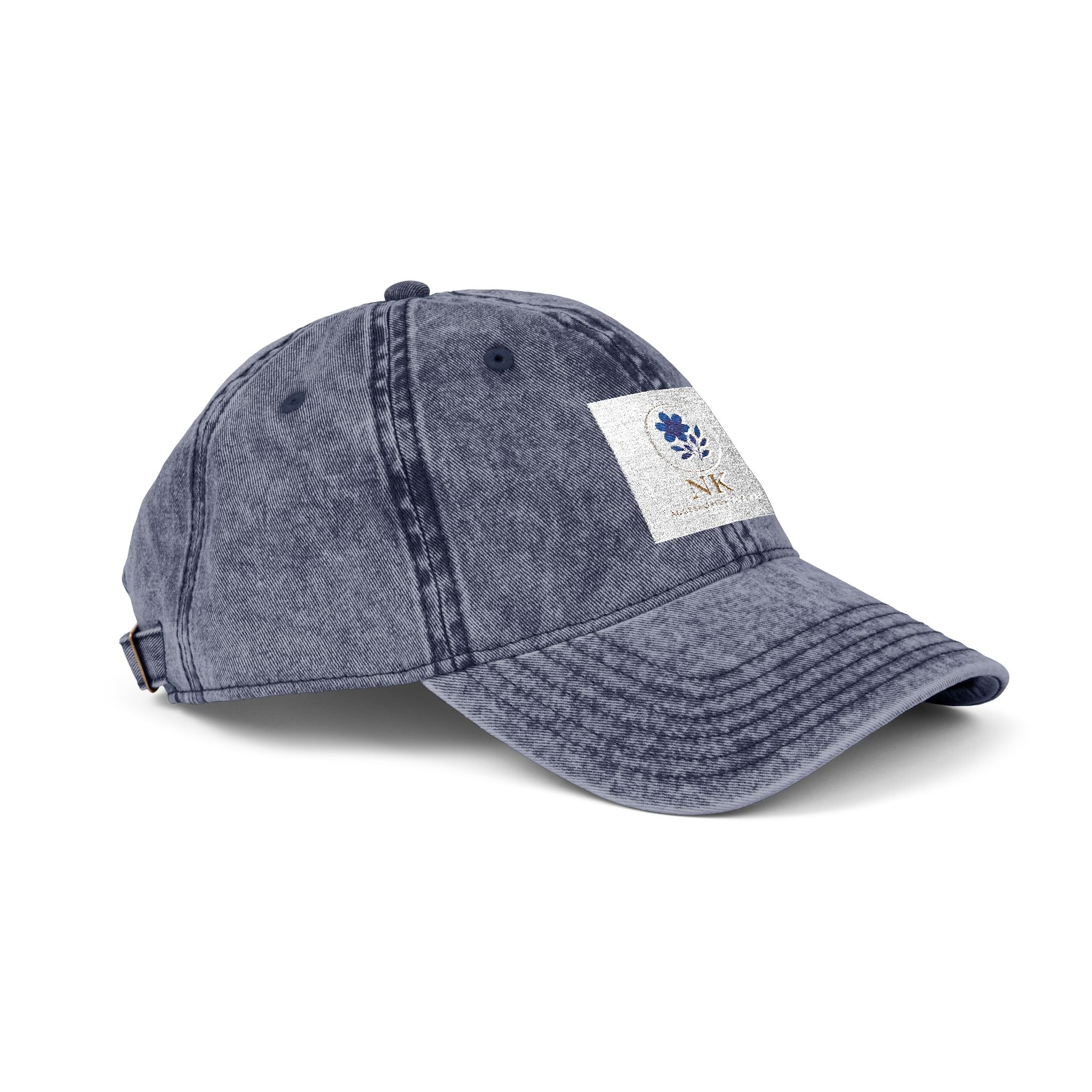 Vintage Embroidered Cap — Distressed Floral Patch Dad Hat