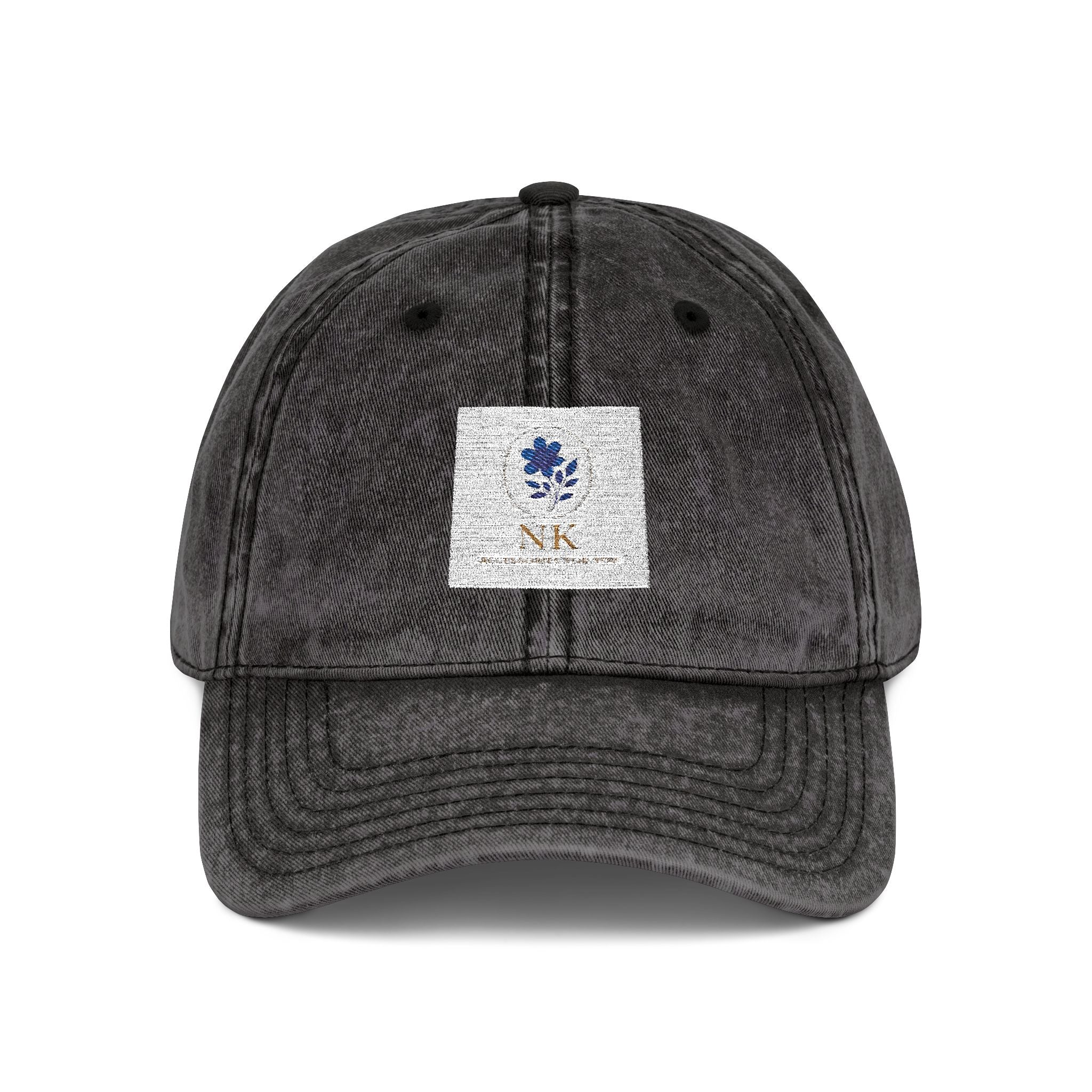 Vintage Embroidered Cap — Distressed Floral Patch Dad Hat