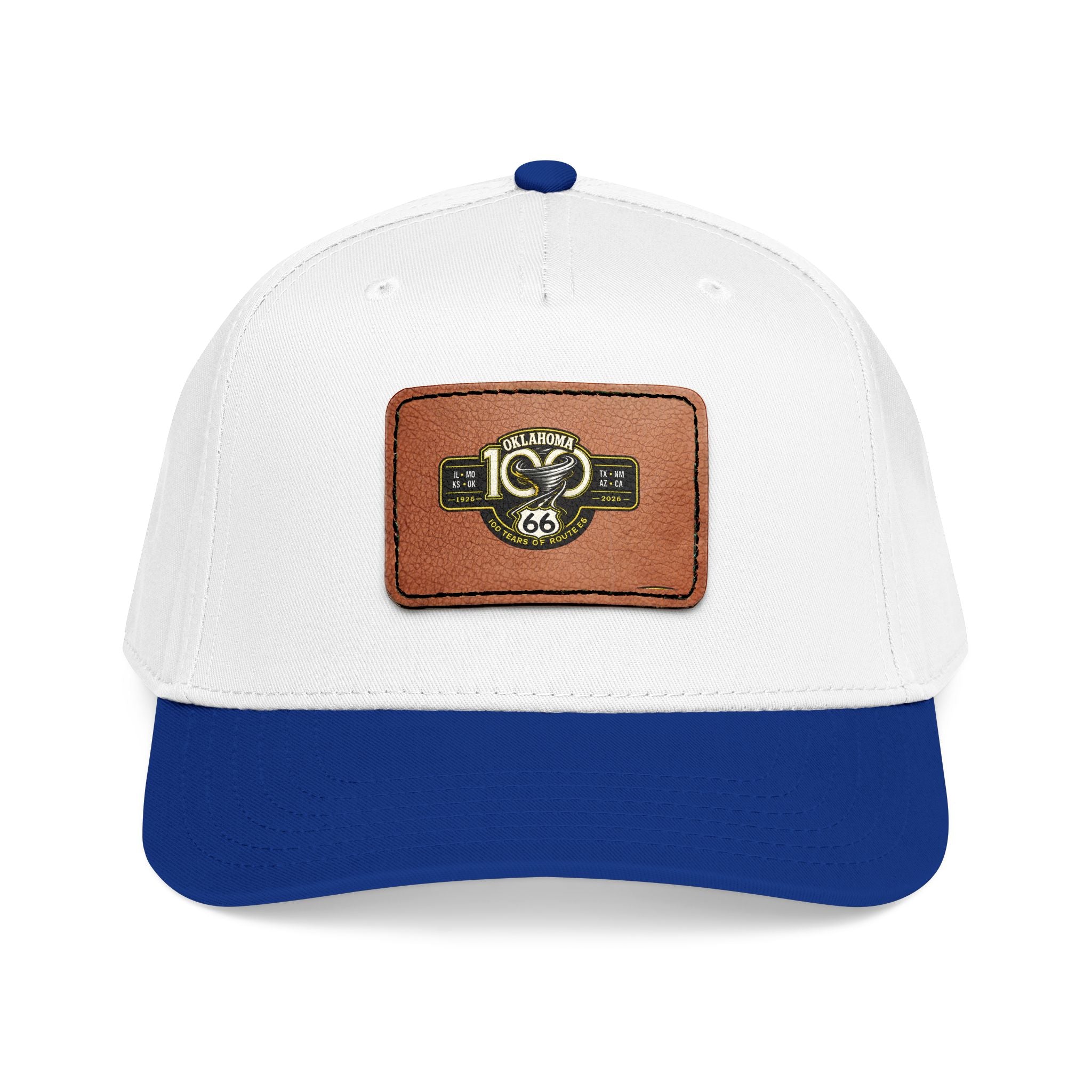 Leather Patch Baseball Cap — Blue Floral Monogram