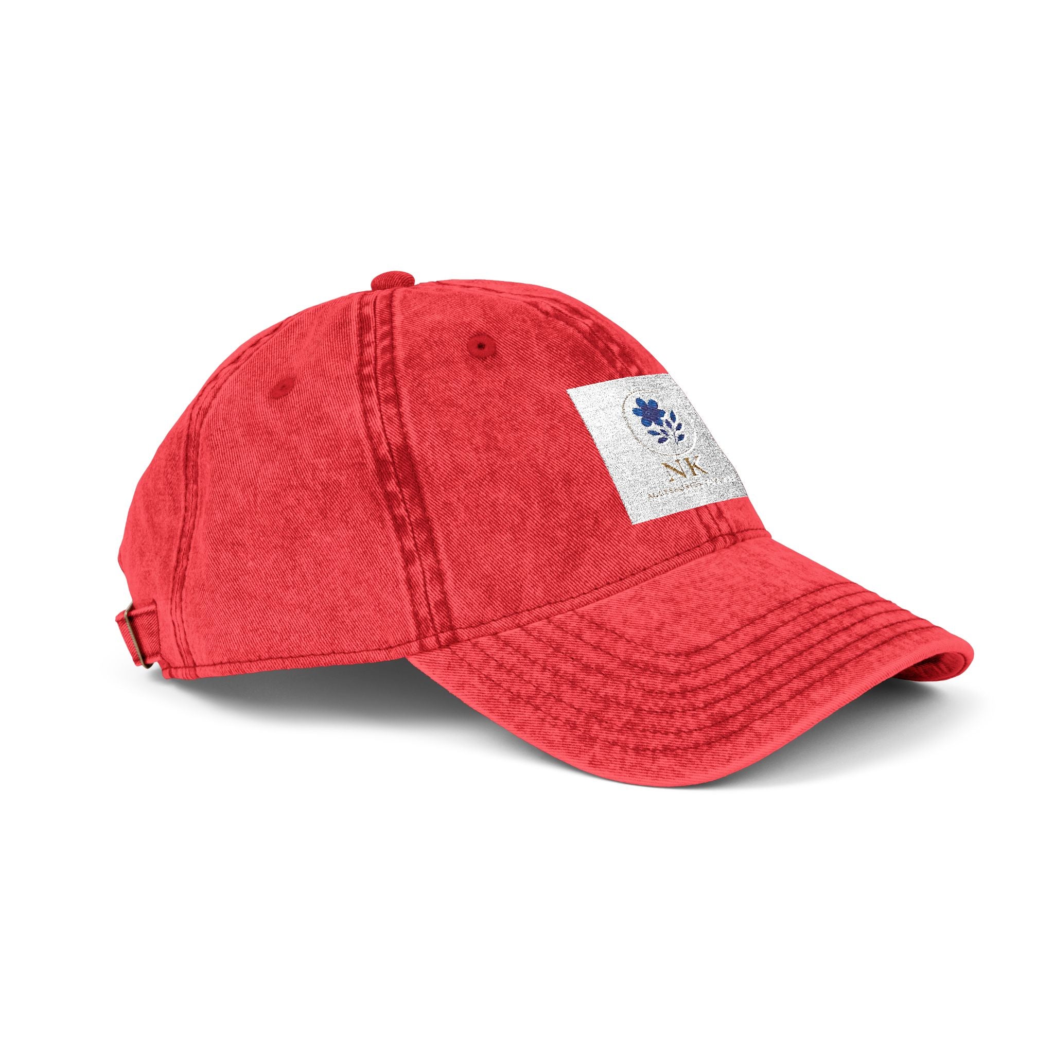 Vintage Embroidered Cap — Distressed Floral Patch Dad Hat