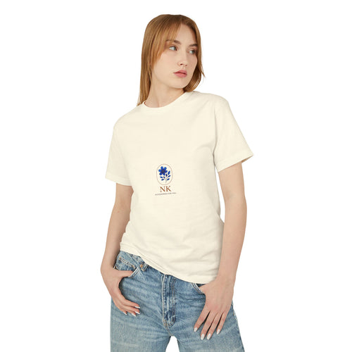 Botanical NK Logo Tee — Minimal Floral Graphic Cotton T-Shirt