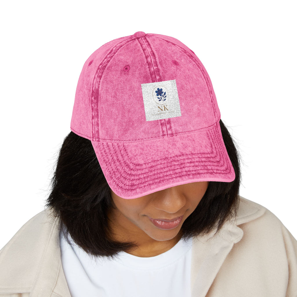 Vintage Embroidered Cap — Distressed Floral Patch Dad Hat