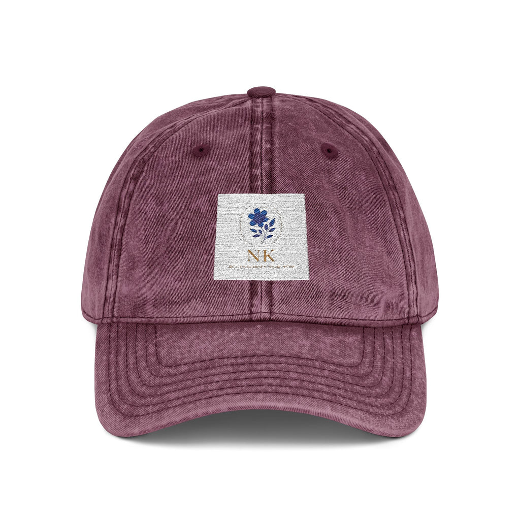 Vintage Embroidered Cap — Distressed Floral Patch Dad Hat