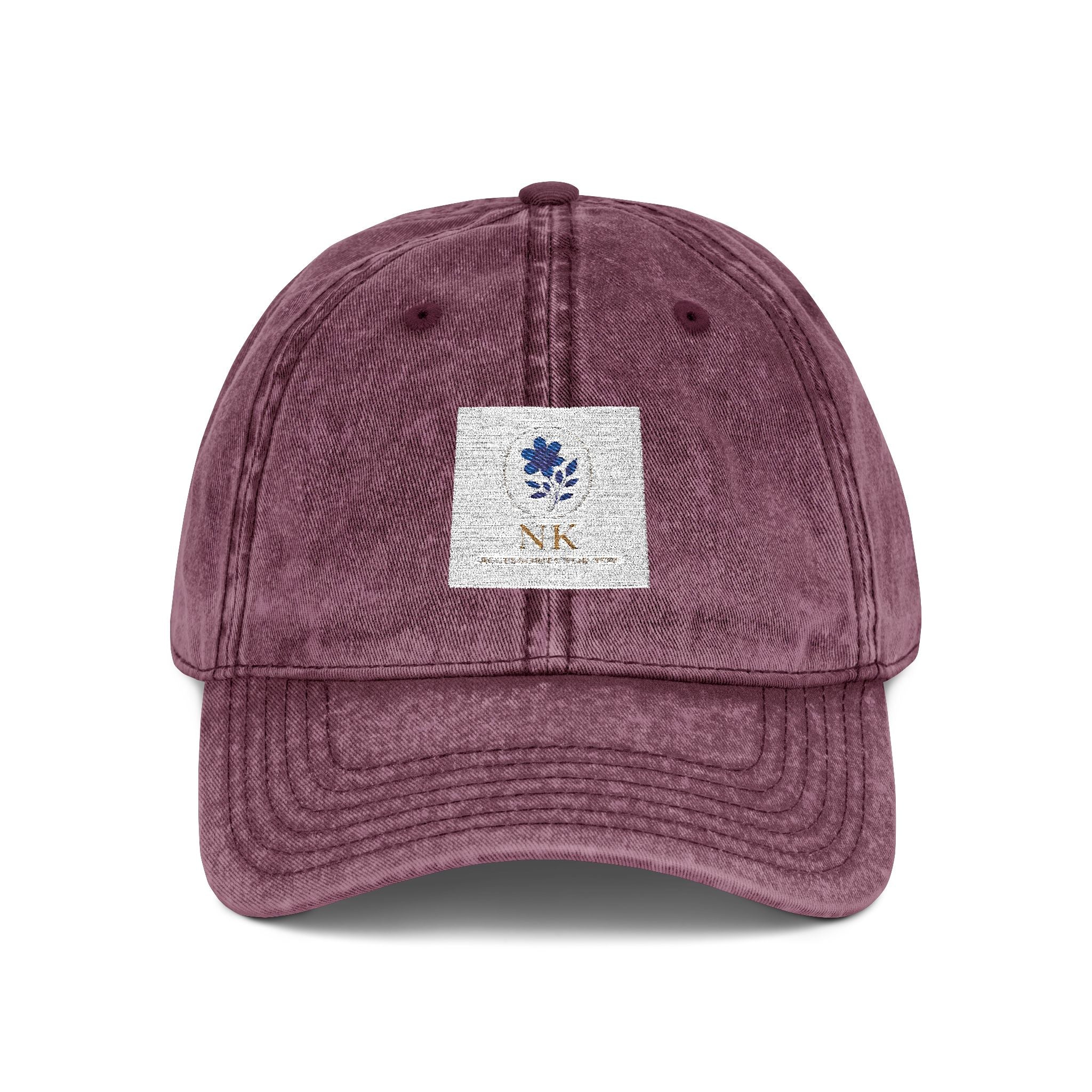 Vintage Embroidered Cap — Distressed Floral Patch Dad Hat