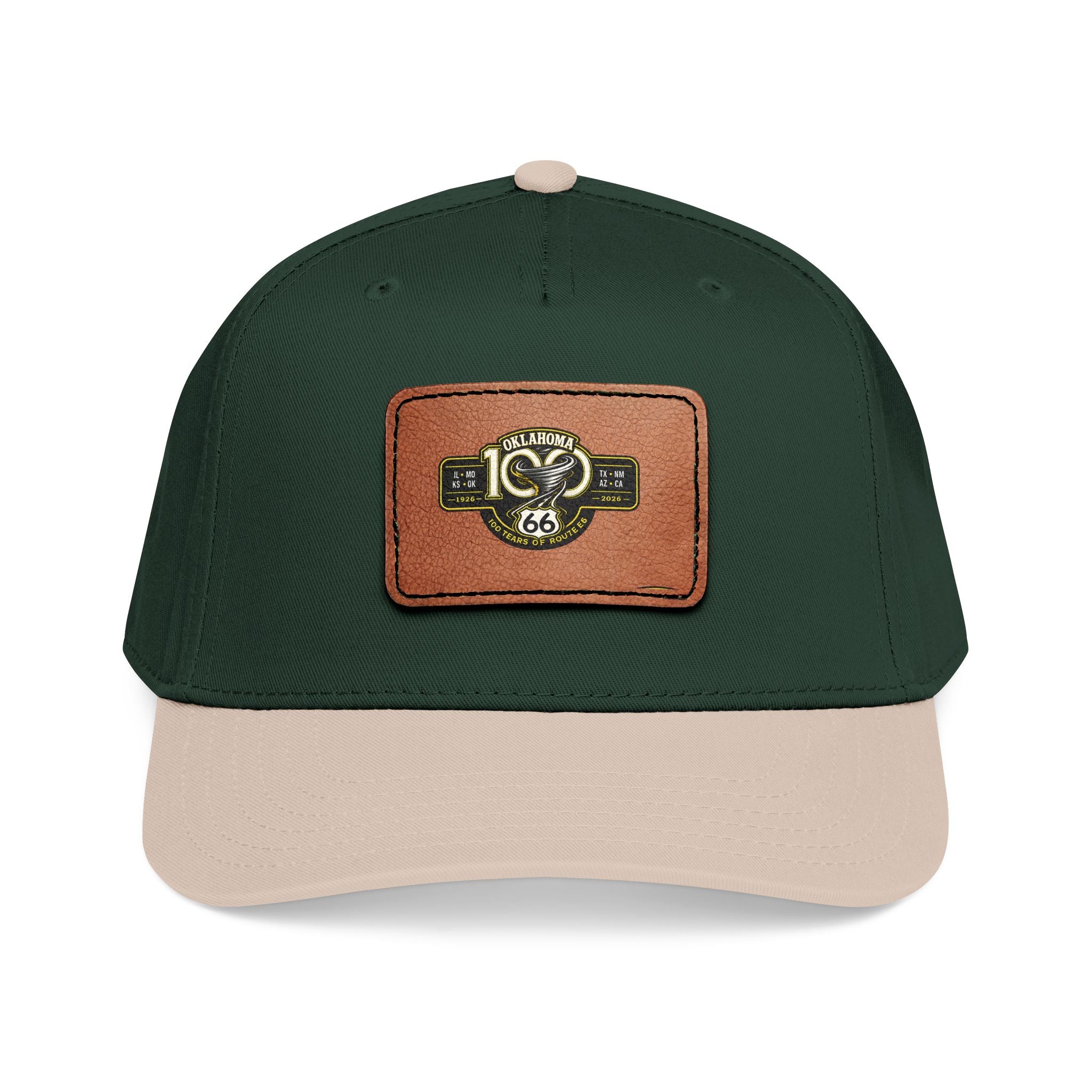 Leather Patch Baseball Cap — Blue Floral Monogram