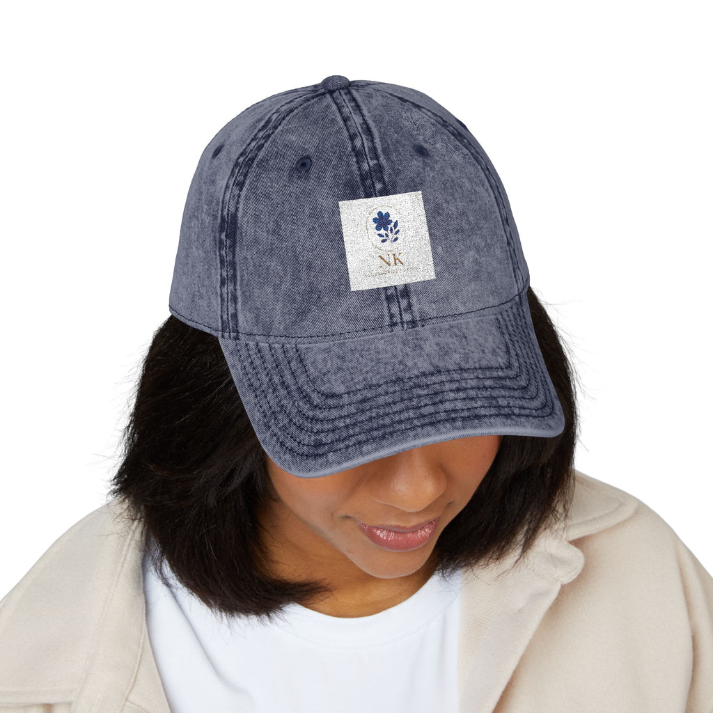 Vintage Embroidered Cap — Distressed Floral Patch Dad Hat