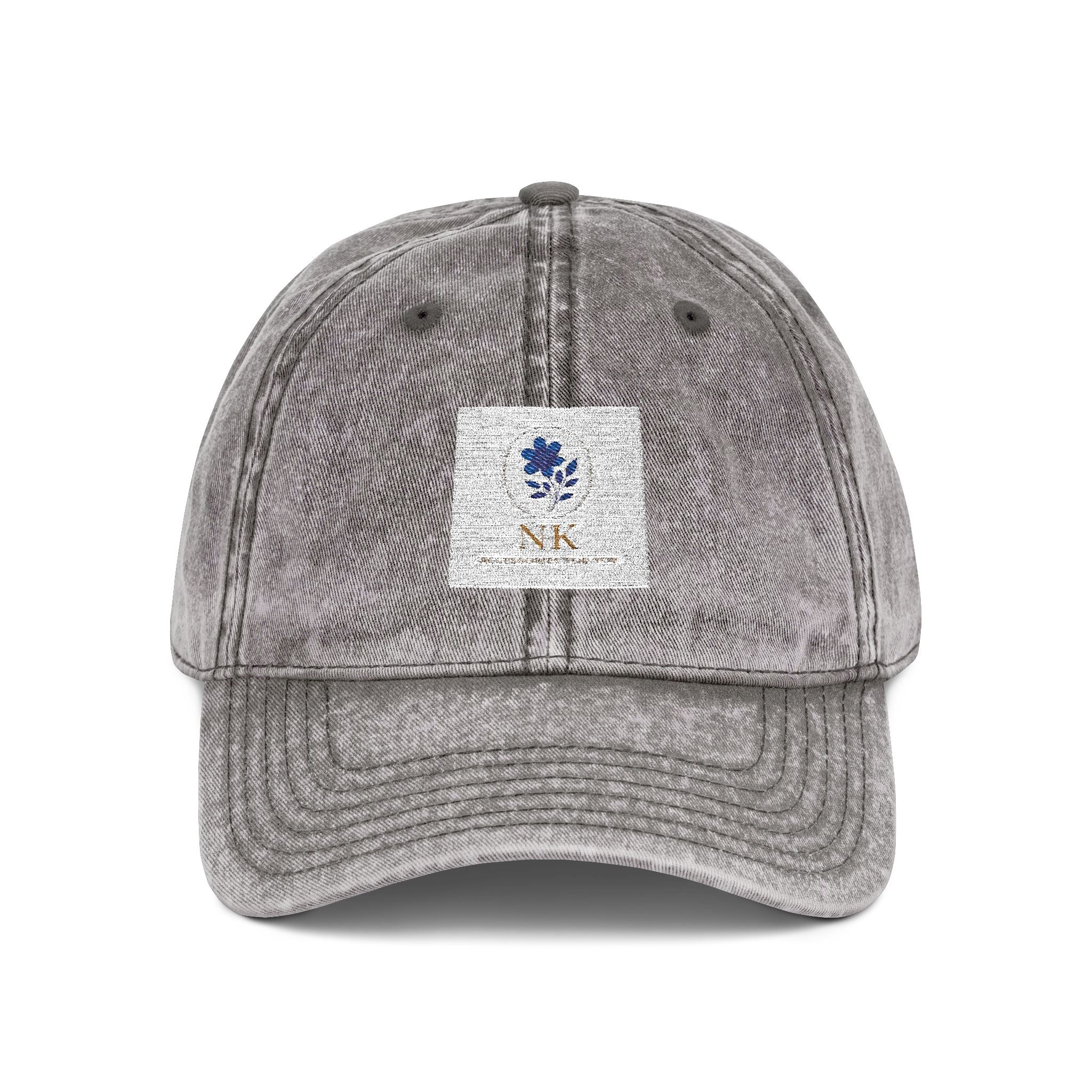 Vintage Embroidered Cap — Distressed Floral Patch Dad Hat