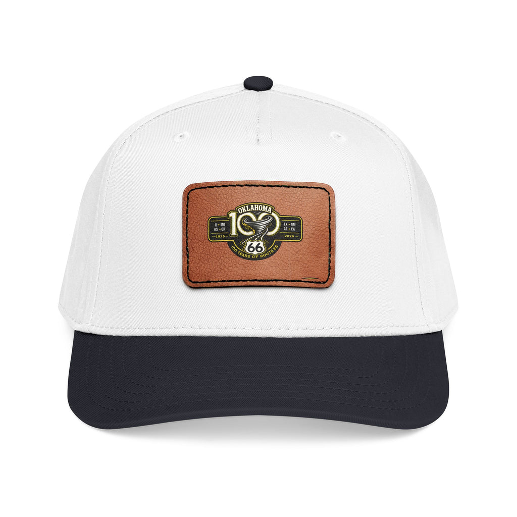 Leather Patch Baseball Cap — Blue Floral Monogram