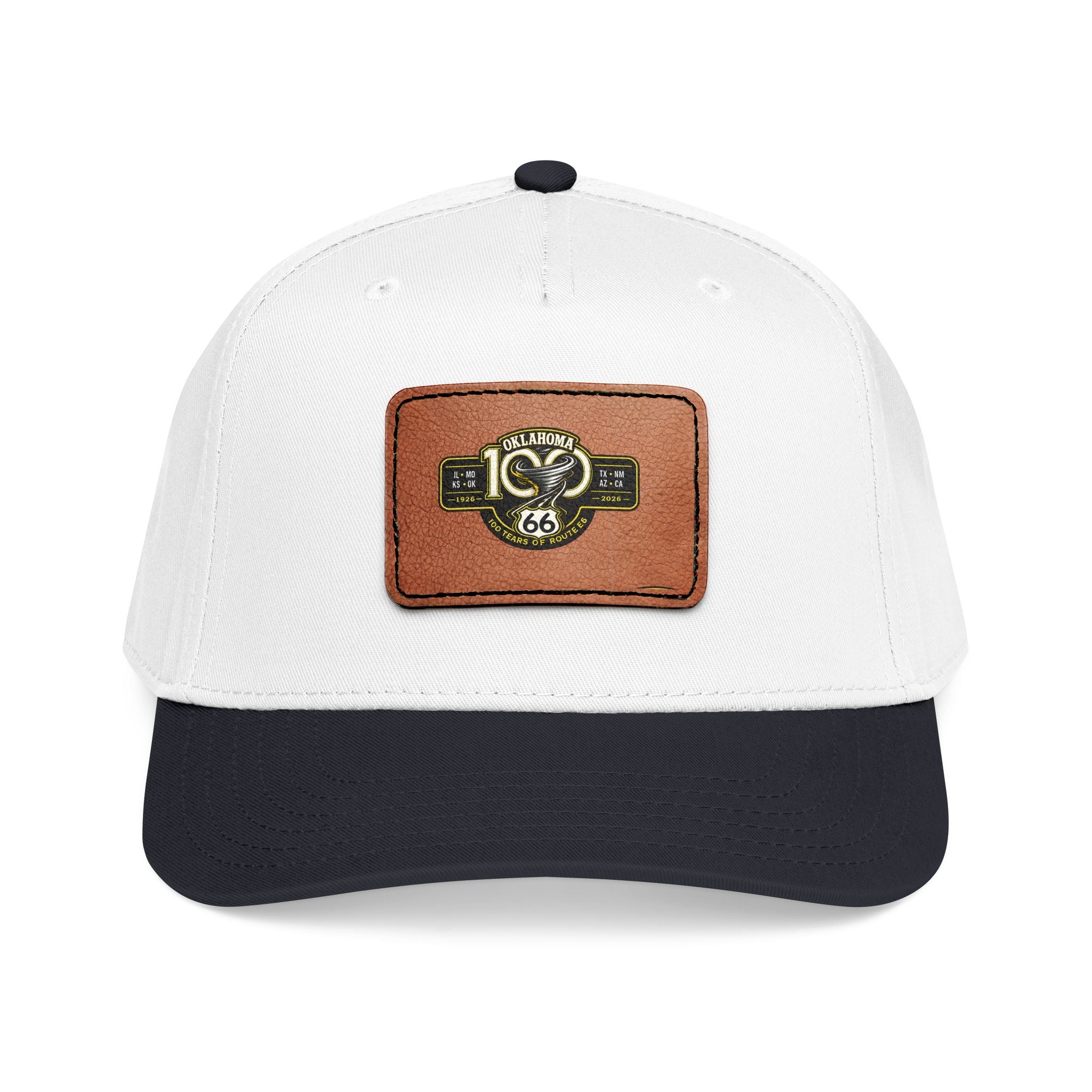 Leather Patch Baseball Cap — Blue Floral Monogram