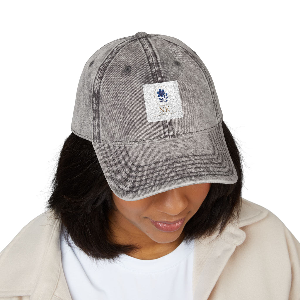 Vintage Embroidered Cap — Distressed Floral Patch Dad Hat