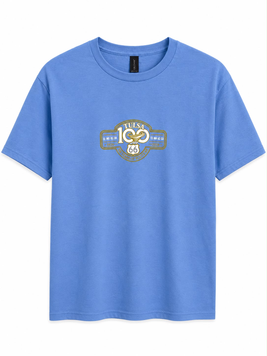 Tulsa Route 66 Centennial Heather BLUE Graphic Tee