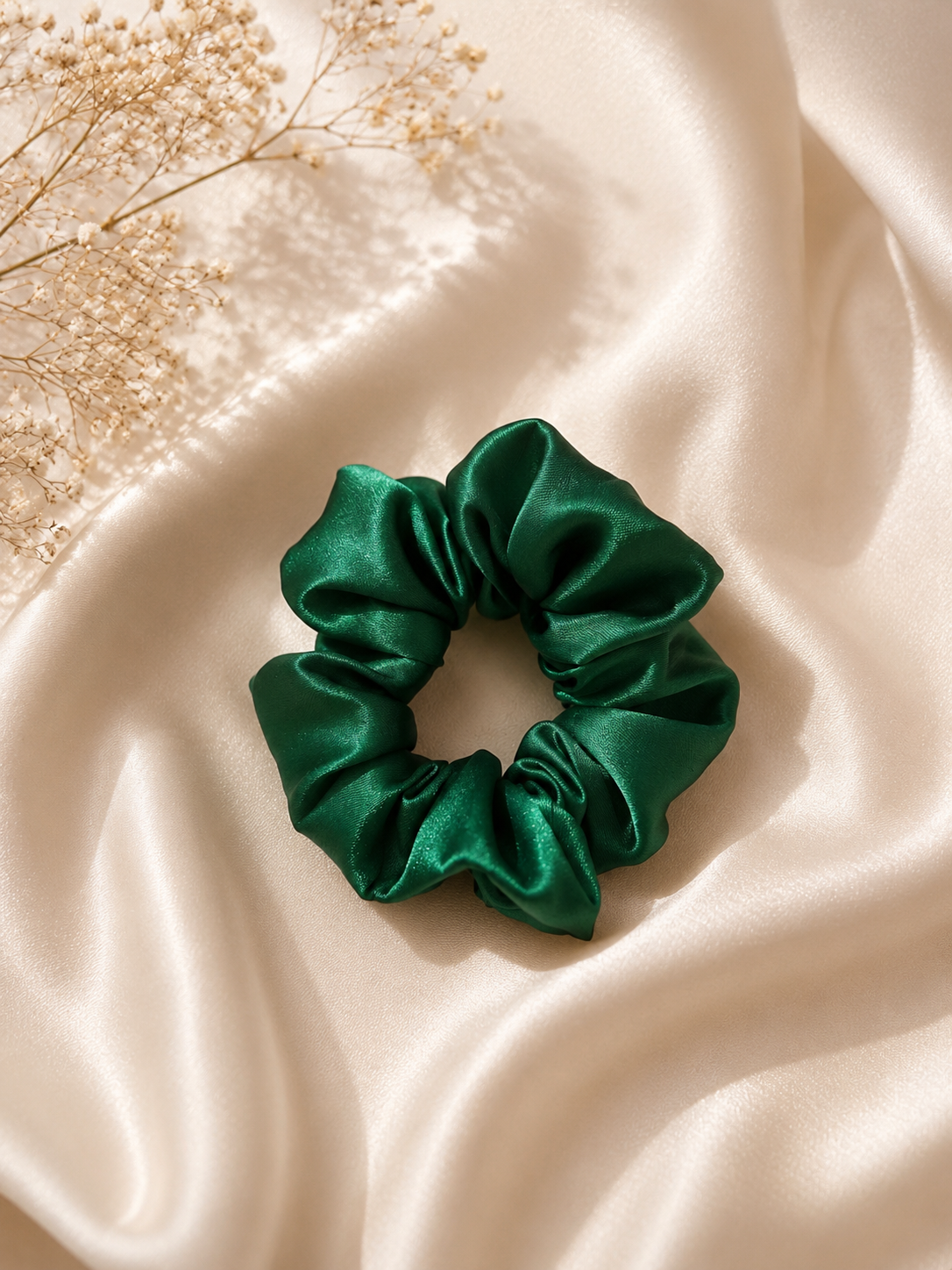 Emerald Luxe Satin Scrunchie