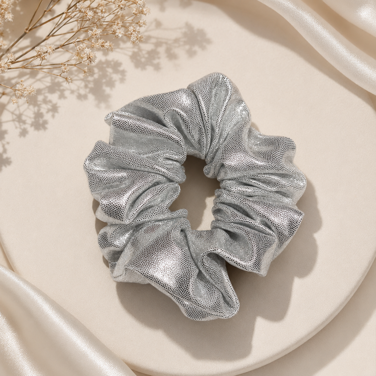 Silver Luxe Handmade Scrunchie