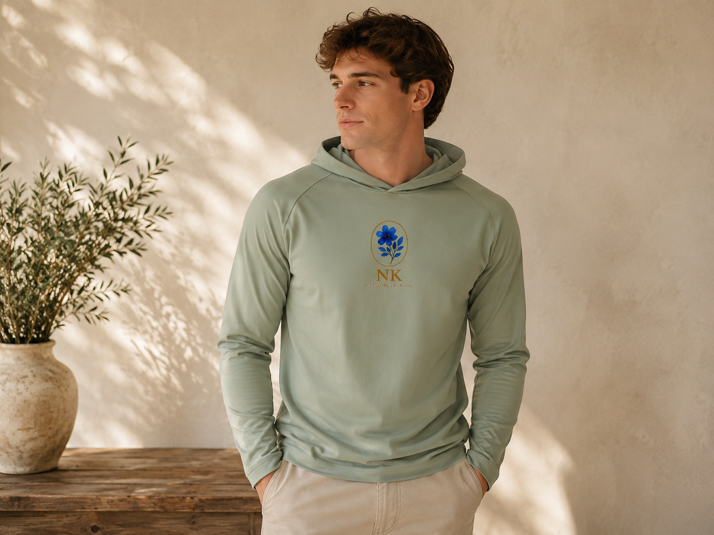 Solar Hoodie — NK Floral Emblem Chest Logo